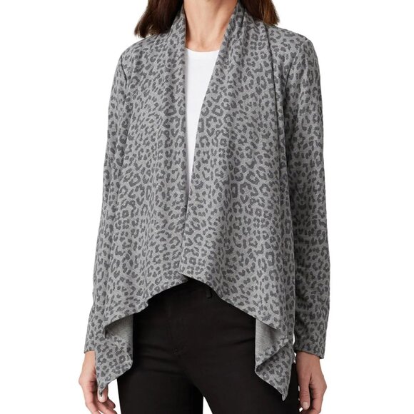XS - B Collection by Bobeau - French Terry Drape Cardigan Animal Print $68 msrp - Picture 7 of 10